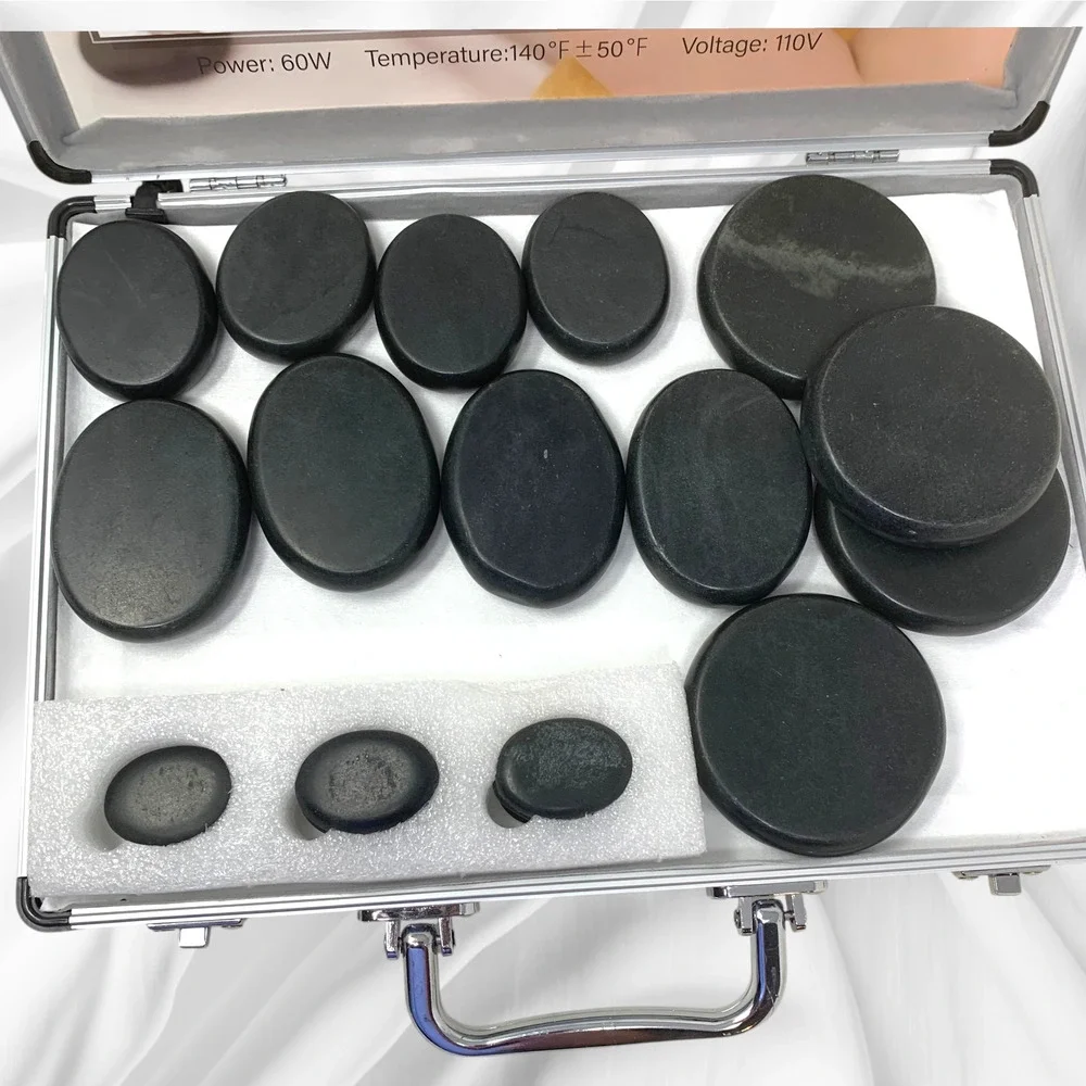 Hot Stone Massage Warmer Kit 21 Basalt Stones Heating Case Spa Tested Works